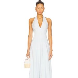 Women's Light Blue Halter Maxi Dress
